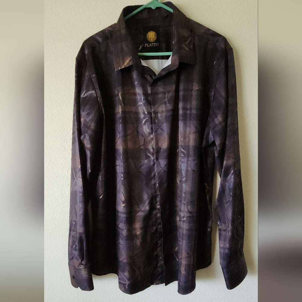 Platini Dress Shirt Brown Color Size 2XL